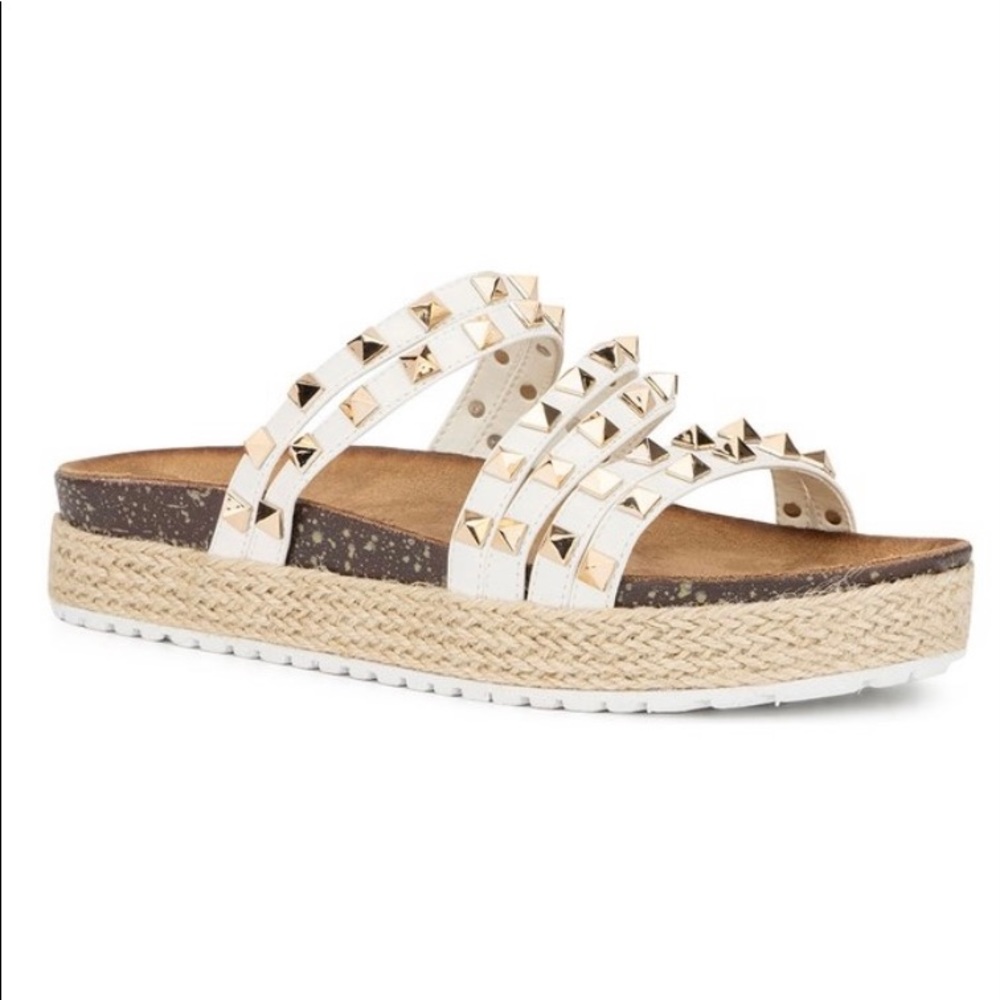 NIB-Olivia Miller White Strappy Espadrille Sandal